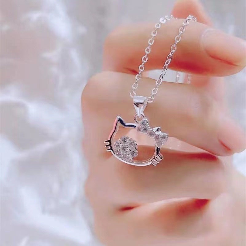 Kalung Geometris Kucing Berlian Imitasi Fashion Alloy Untuk Wanita