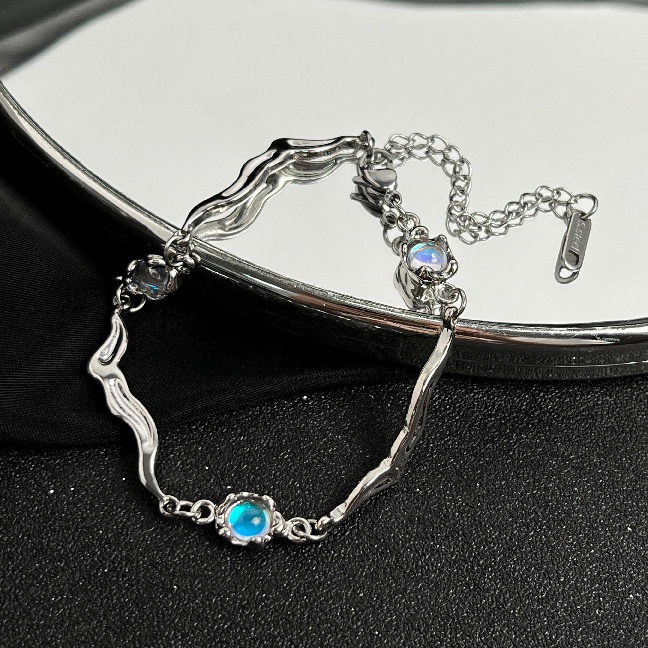 Korea Y2k Gelang Perak Untuk Wanita Fashion Opal Adjustable Bracelets Perhiasan Aksesoris