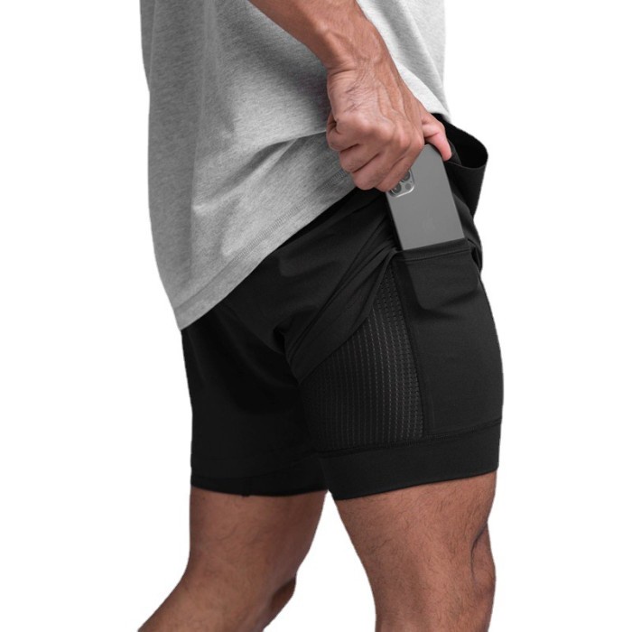 Celana Lari Pria 2 in 1 Compression Good for Run Gym Fitness DK-890-2