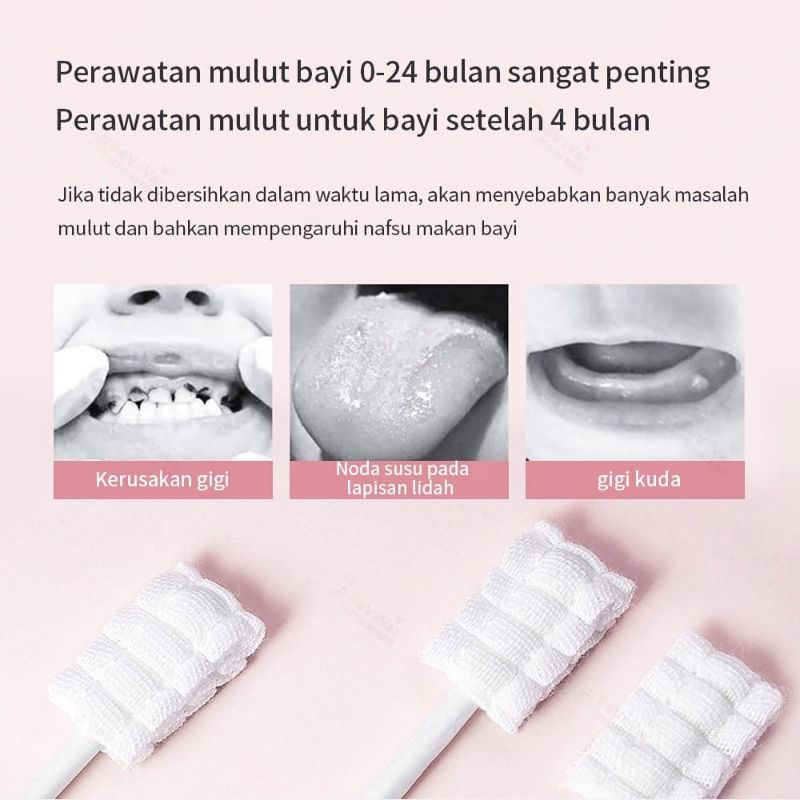 Pembersih Lidah Bayi Kassa Pembersih Mulut Bayi Sikat lidah Bayi Baby Mouth Cleaner Baby Oral Cleaner Kapas Batang Untuk Bayi 0-3 Tahun