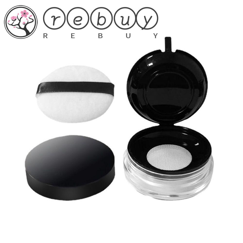 Rebuy Loose Powder Pot Excellent Transparan Compact Portable Kotak Kue Tepung Saringan Bulat Dengan Puff Travel Makeup Jar