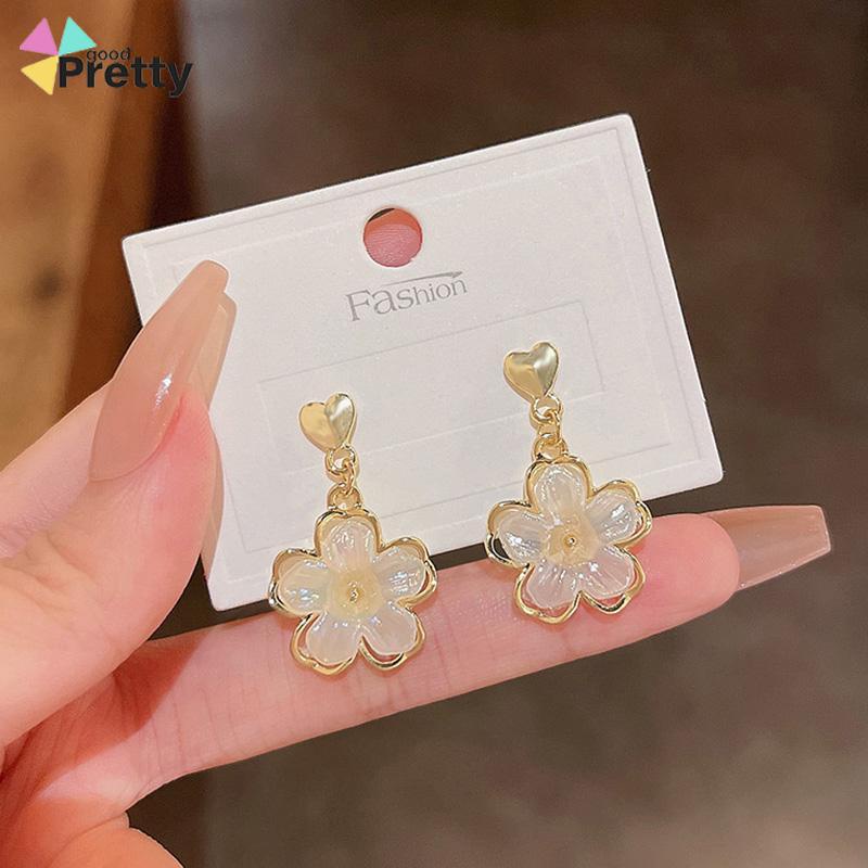 Anting Stud Kristal Bunga Bahan Akrilik Fashion Korea Gaya Untuk Wanita - PD