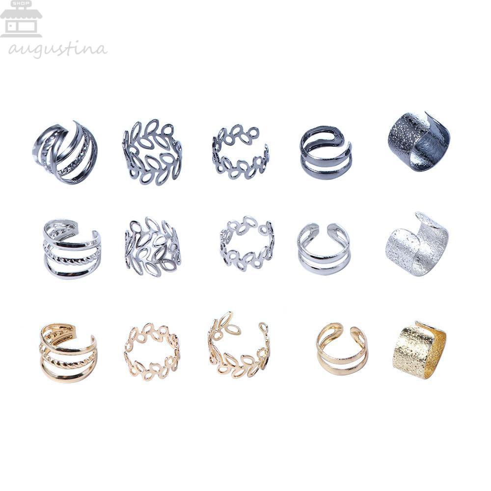 Agustina Set Anting Kreatif Berongga Multi-layer Gadis Tanpa Tindik Untuk Wanita Anting Gaya Korea