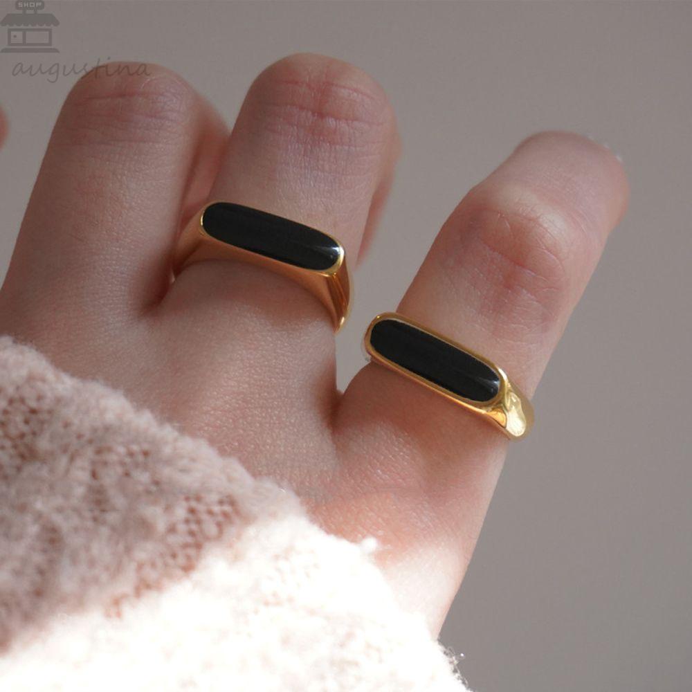 Agustina Wanita Pembukaan Cincin Hadiah Sederhana Menetes Minyak Untuk Perempuan Tembaga Perhiasan Jari Yang Dapat Disesuaikan