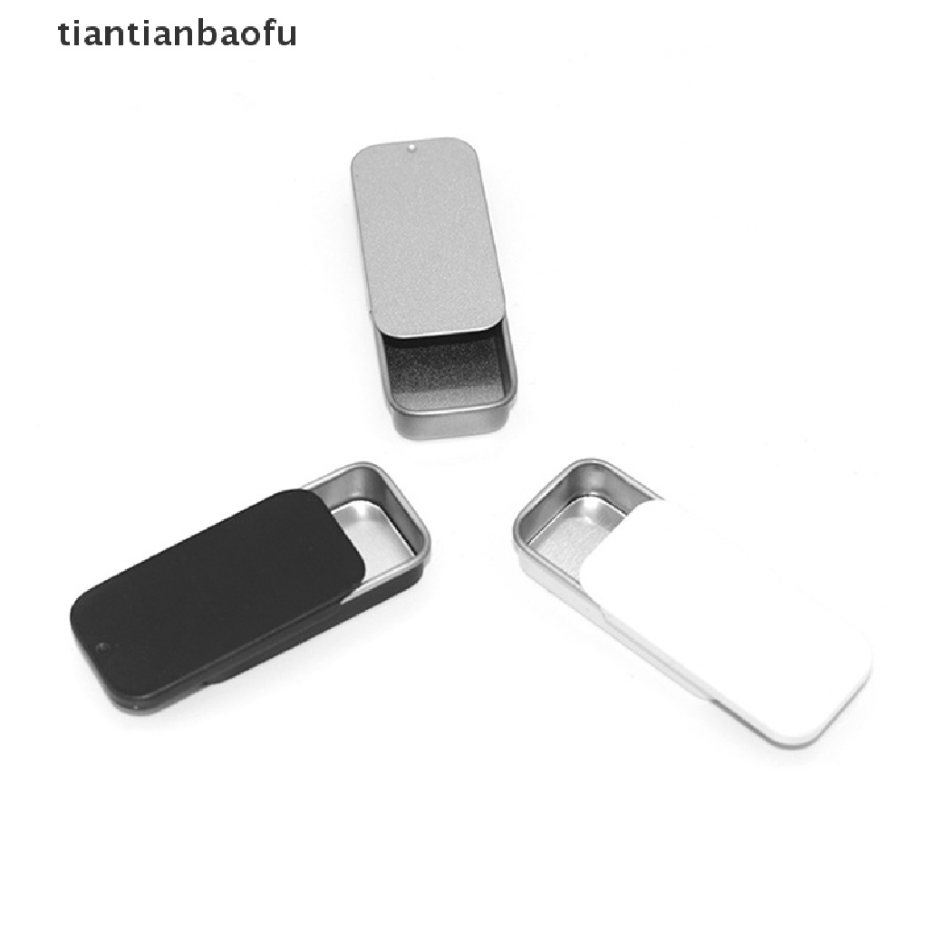 [tiantianbaofu] Kotak Kaleng Mini Kosong Persegi Panjang Metal Tinplate Push Candy Pill Cases Kotak Penyimpanan Butik