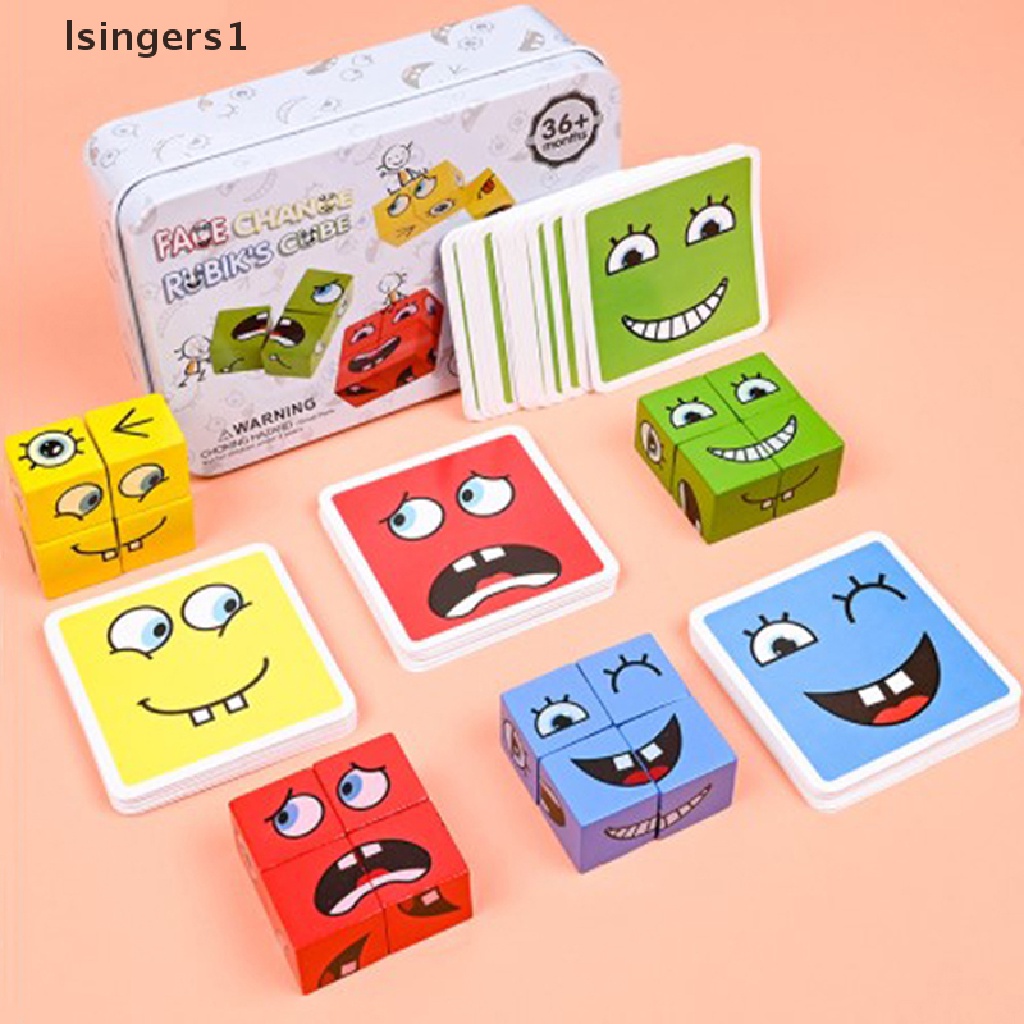 [lsingers1] Facechanging Magic Cube Building BlockGame Matching Expression Puzzle Mainan Butik