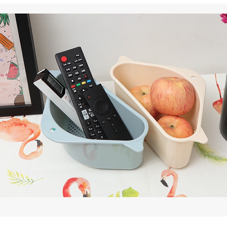 HM 060 Rak Tirisan Sudut Wastafel Segitiga Serbaguna Wadah Saringan Pembuangan Sisa Makanan Tempat P