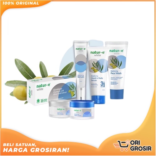 ORI Grosir Natur-E White Brightening SERIES - Face Wash - Serum - Day & Night Cream - Hand & Body Se