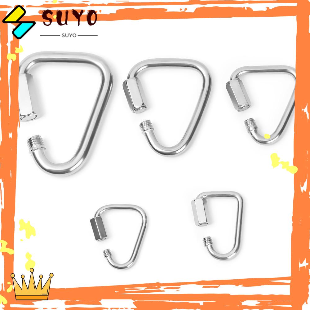 Suyo 1/2pcs Carabiner Segitiga 5ukuran Outdoor Camping Hiking Climbing Peralatan Ketel Gesper Rantai