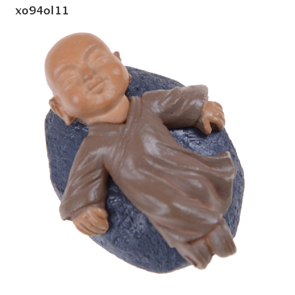 Xo 4pcs Miniatur PVC Meditasi Monk Lanskap Mikro Rumah Boneka Dekorasi Mobil OL