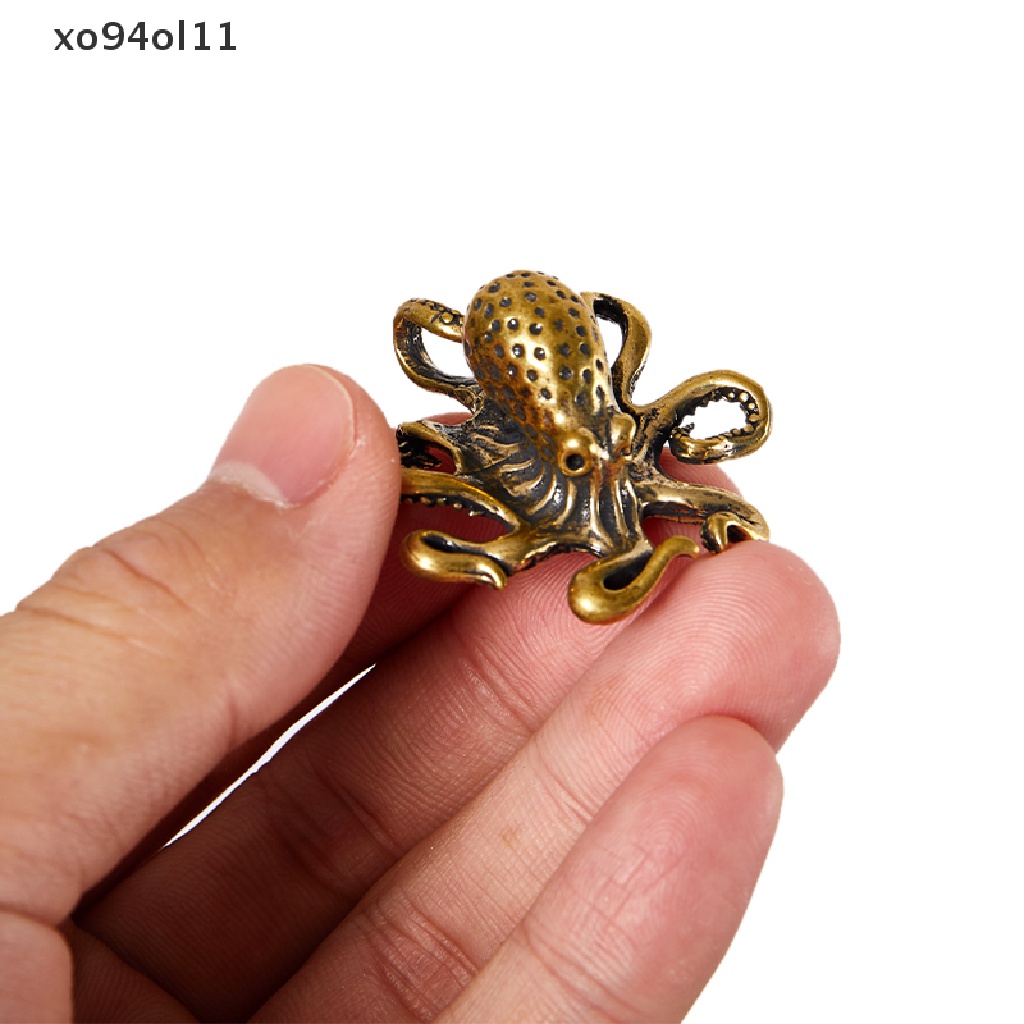 Xo Patung Gurita Kecil Logam Kuningan Teh Pet Meja Ornamen Dekorasi Rumah Keberuntungan OL