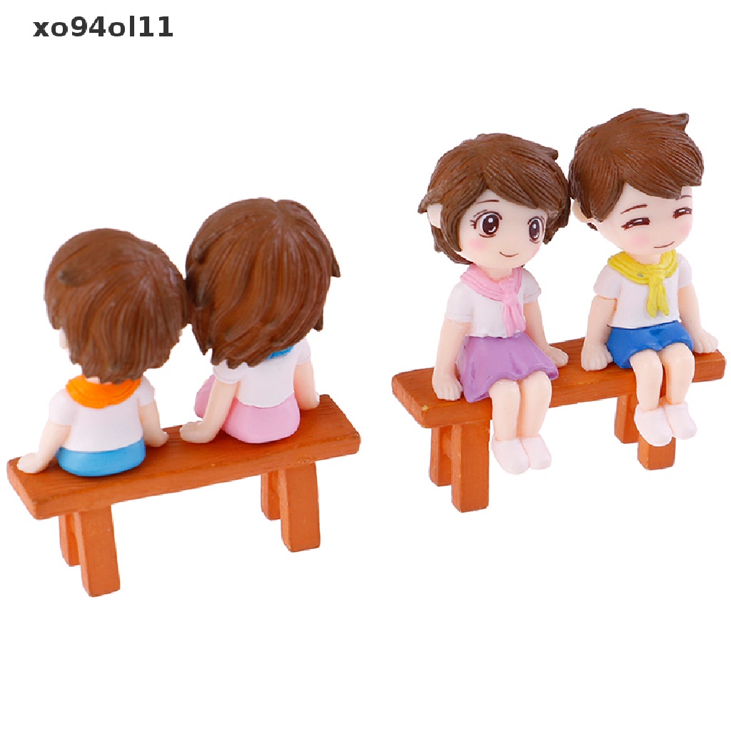 Xo 1set Sweet Couple DIY Patung Miniatur Mini Taman Deco Kursi Lanskap Mikro OL