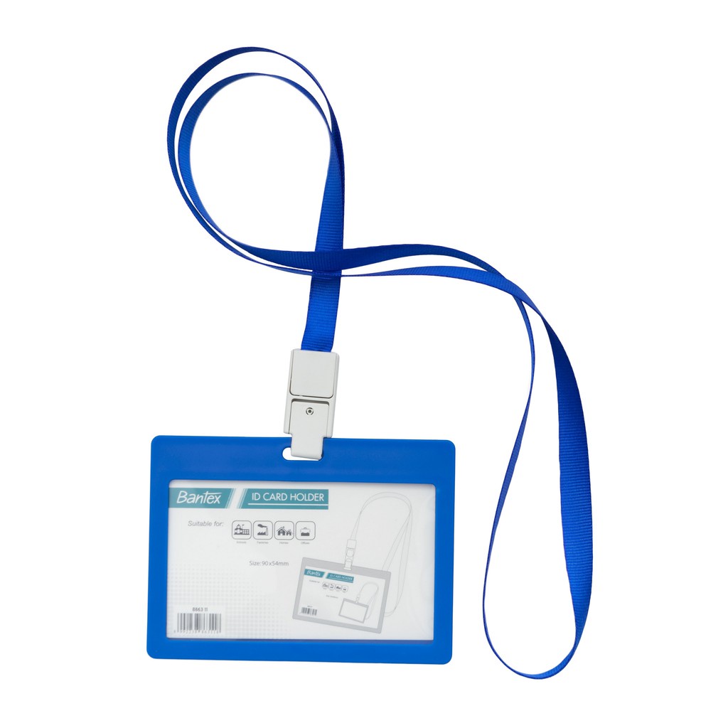 

Bantex ID Card Holder Name Tag Tali Lanyard Landscape Cobalt Blue