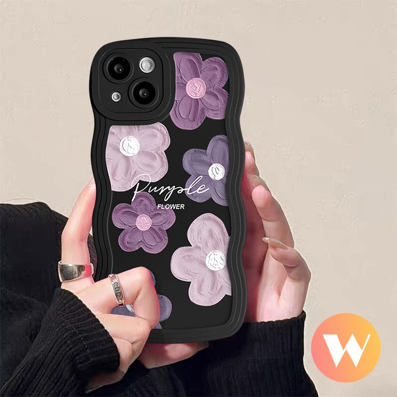 Casing Tepi Bergelombang Motif Bunga Untuk Samsung A02s A04s A21s A50 A12 A14 A33 A11 A30s A13 A32 A31 A53 A52s A51 A50s A52 A23 A04E A22 A04 A20 A03s Art Lukisan Minyak Bunga Tpu Soft Case