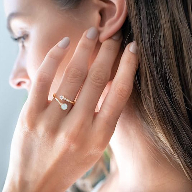 Korea Opal Berputar Anxiety Rings Untuk Wanita Warna Emas Zirkon Kawin Cincin Adjustable Gadis Anti Stres Gelisah Perhiasan Hadiah