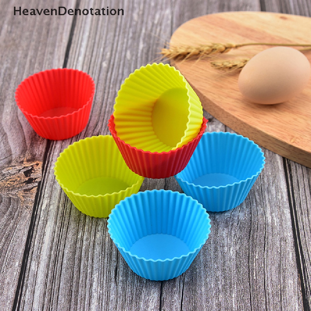 [HeavenDenotation] 5pcs Cetakan Silikon Bulat Cupcake Muffin Cup Baking Cookies Egg Tart Jelly Mold HDV