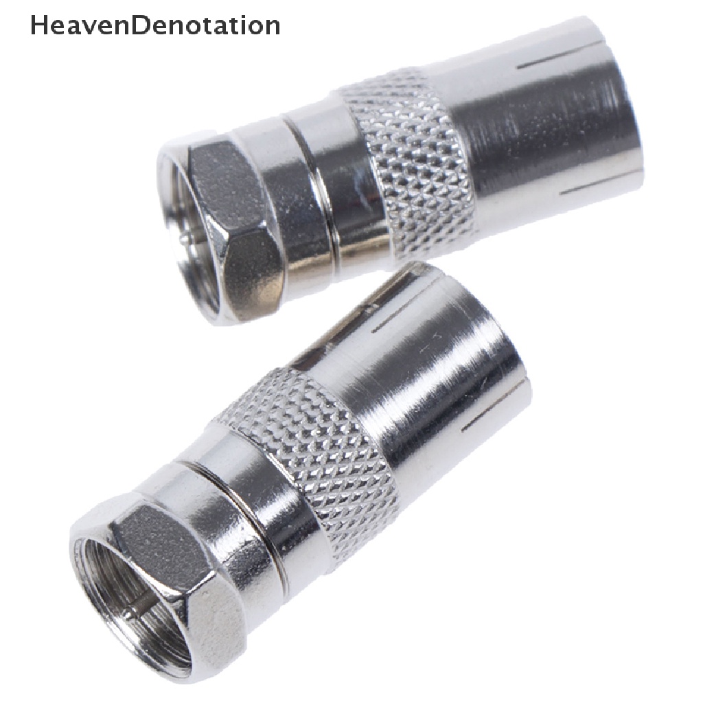 [HeavenDenotation] 2pcs Soket Konektor Plug Male Tipe F Ke RF Coax TV Adaptor RF Aerial Female HDV