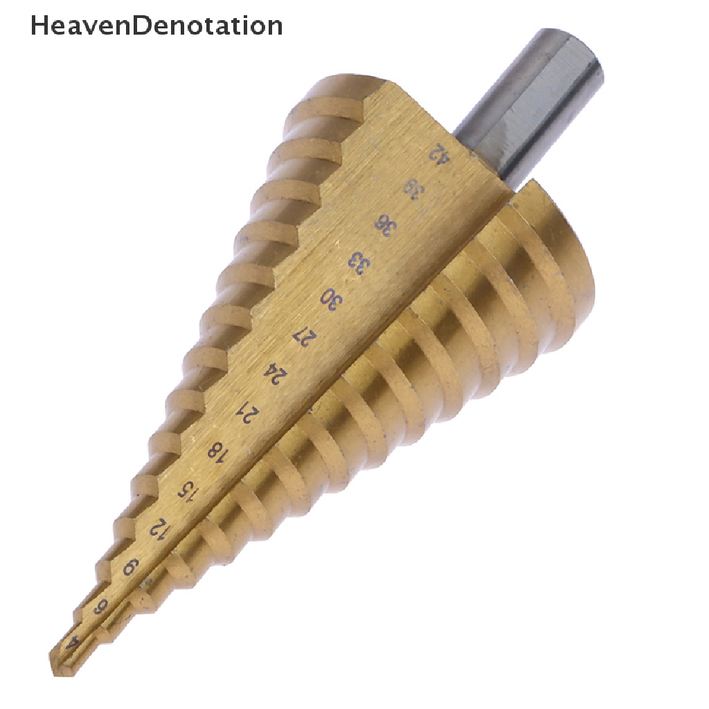 [HeavenDenotation] Ukuran Besar 4-42mm Mata Bor Step Baja Kecepatan Tinggi Untuk Pemotong Lubang Kayu Logam Titanium Coated Drilling Power Tools HDV