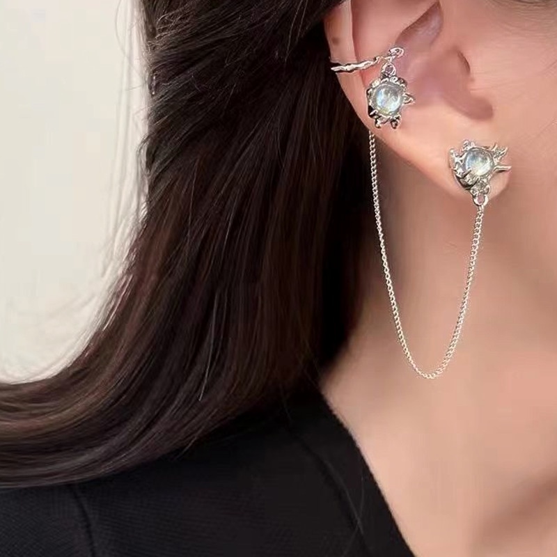 Anting Batu Terang Bulan Tidak Teratur Aksesoris Kepribadian Fashion Mewah Ringan