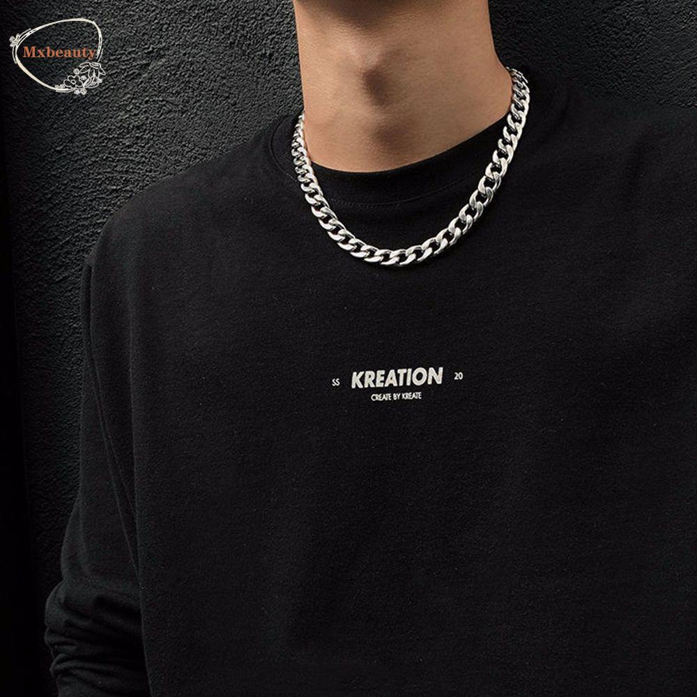 Mxbeauty Kalung Pria Hadiah Teman Sederhana Pria Fashion Perhiasan Baja Titanium Tebal Rantai Klavikula