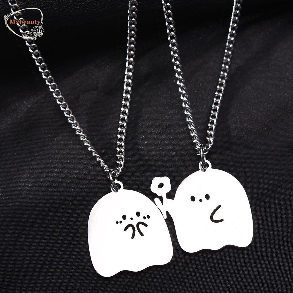 Mxbeauty Kalung Hantu Lucu Unik Sederhana Perhiasan Aksesoris Anak Hadiah Halloween Kalung Kartun Baja Titanium