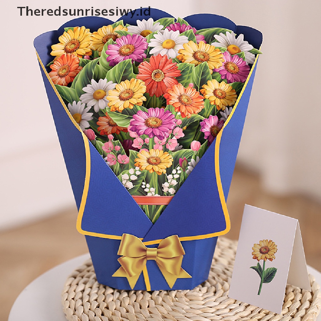 # Kado Mom &amp; PAPA DIY # 3d Stereo Bouquet Greeg Card Kertas Ukir Hadiah Kartu Greeg Liburan Stereo~