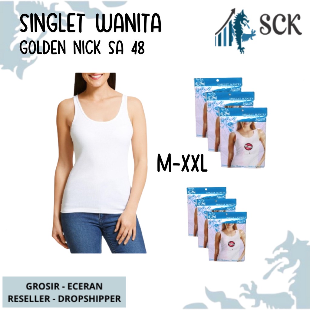 Singlet Wanita GOLDEN NICK SA 48 Katun / Singlet Wanita SA48 / Singlet Putih Polos Basic Casual - sckmenwear GROSIR