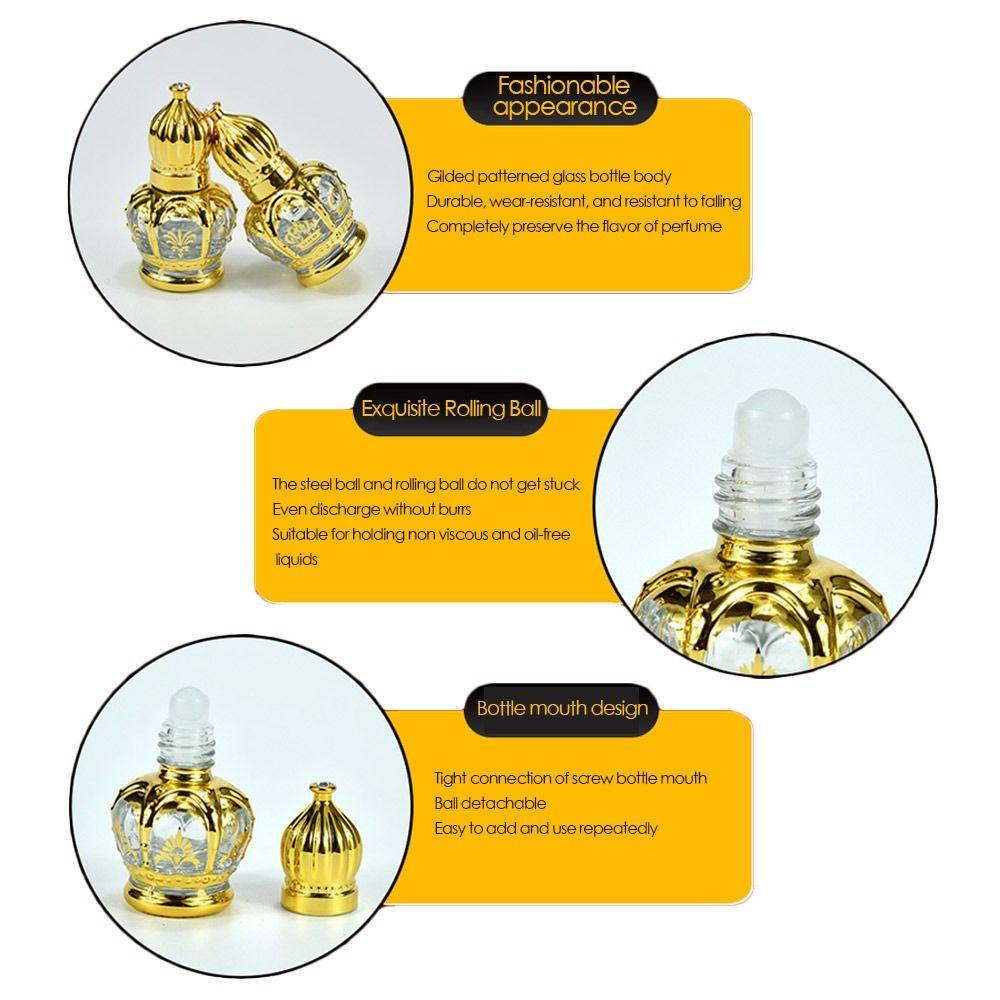WONDER 2pcs Botol Rol Isi Ulang Gold 5ML Wadah Kosong
