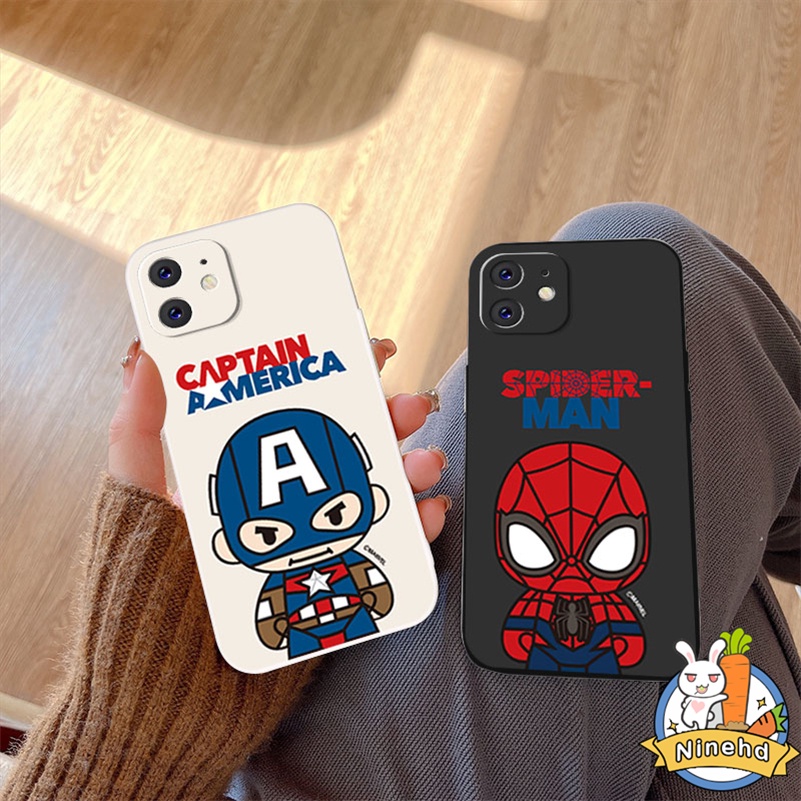 IPHONE Casing Kompatibel Untuk Iphone14 13 12 11 Pro Max X Xr Xs Max8 7 6 6s Plus SE 2020 Fashion Kartun Spider Man Tepi Lurus Silikon Pelindung Lensa Shockproof Pelindung Phone Case