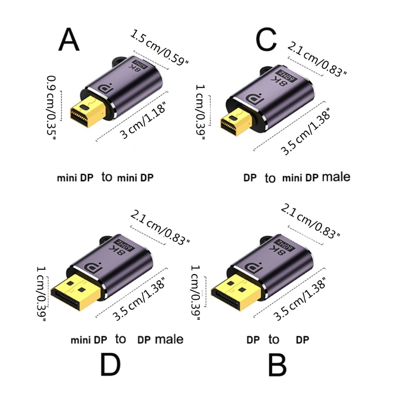 Gro Adaptor Displayport Mini Dua Arah Ke Displayport 32Gbps Support 8K60Hz 7680x4320