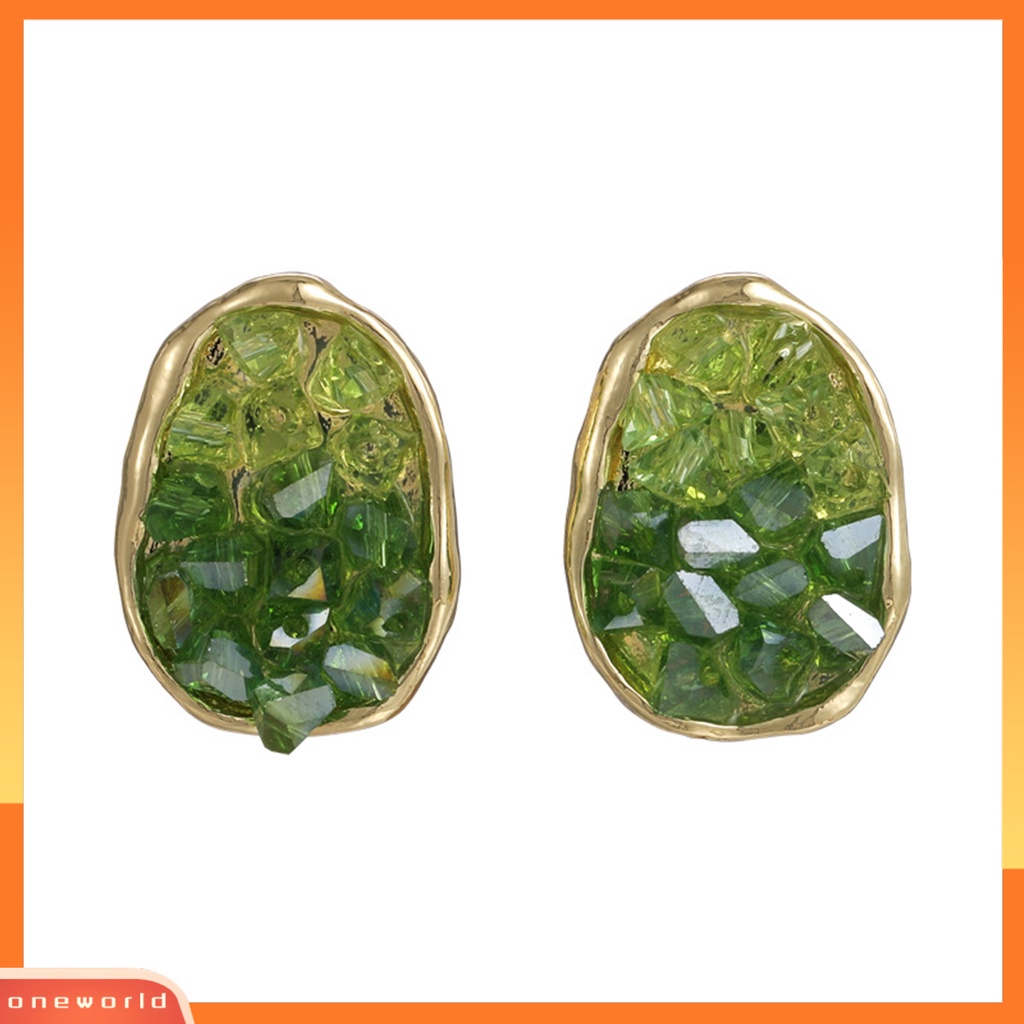 [EONE] 1pasang Wanita Anting Tidak Teratur Elektroplating Gradien Temperamen Kubik Zirkon Geometris Stud Anting Perhiasan Pesta