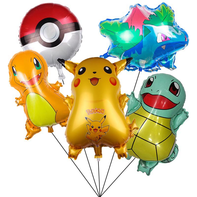 Anime TAKARA TOMY Pokemon Balon Film Aluminium Pikachu Charmander Bulbasaur Squirtle Action Figure Festival Party Mainan Untuk Bayi