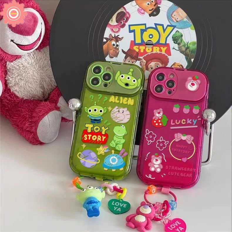 Case Toy Story Disney Kartun Lucu Kompatibel Untuk IPhone 7Plus XR 11 Pro Max7 8 14 Plus 13 12 14 Pro MAX X XS MAX SE 2020 Losto Alien Dengan Ornamen Boneka 3D Flip Make Up Soft Case