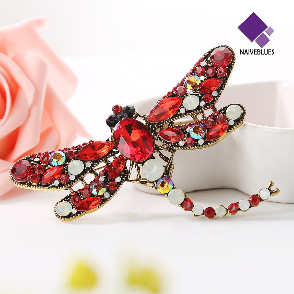 &lt; Naiveblues &gt; Fashion Wanita Capung Kristal Bros Indah Berlian Imitasi Pin Perhiasan