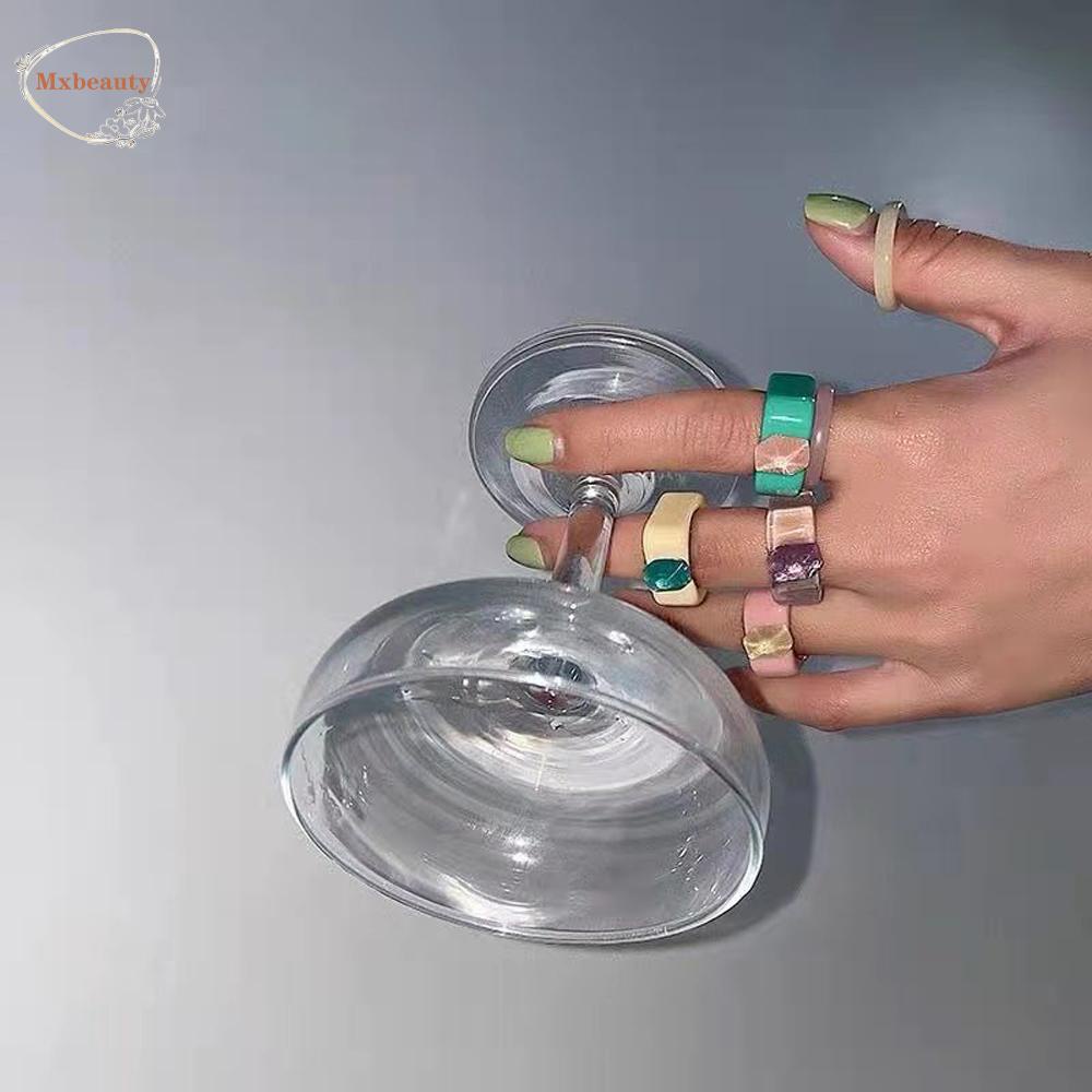 Mxbeauty Set Cincin Resin Korea Lucu Permen Warna Manis Perhiasan Fashion