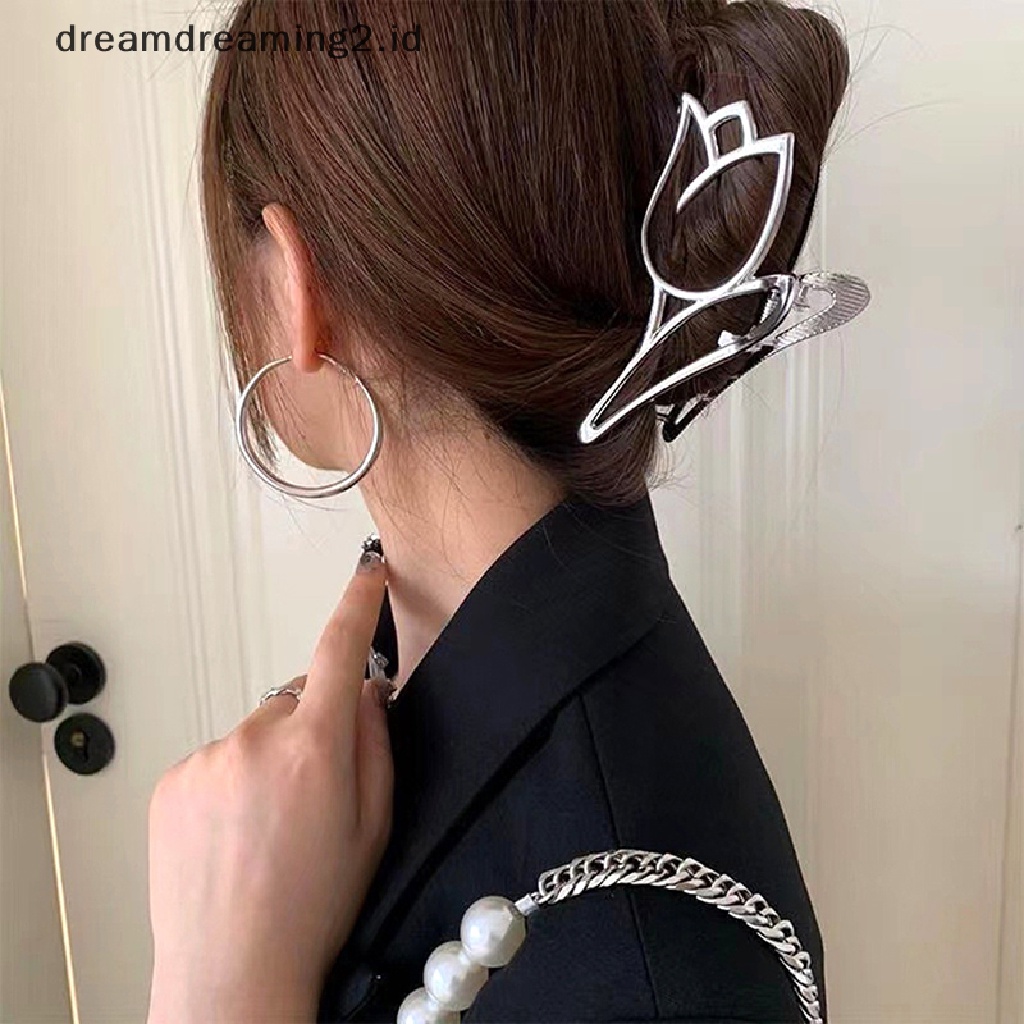 (dream) Tulip Rambut Menangkap Logam Hair Claw Wanita Hiu Klip Jepit Rambut Perempuan Hiasan Kepala Gadis Aksesoris Rambut//