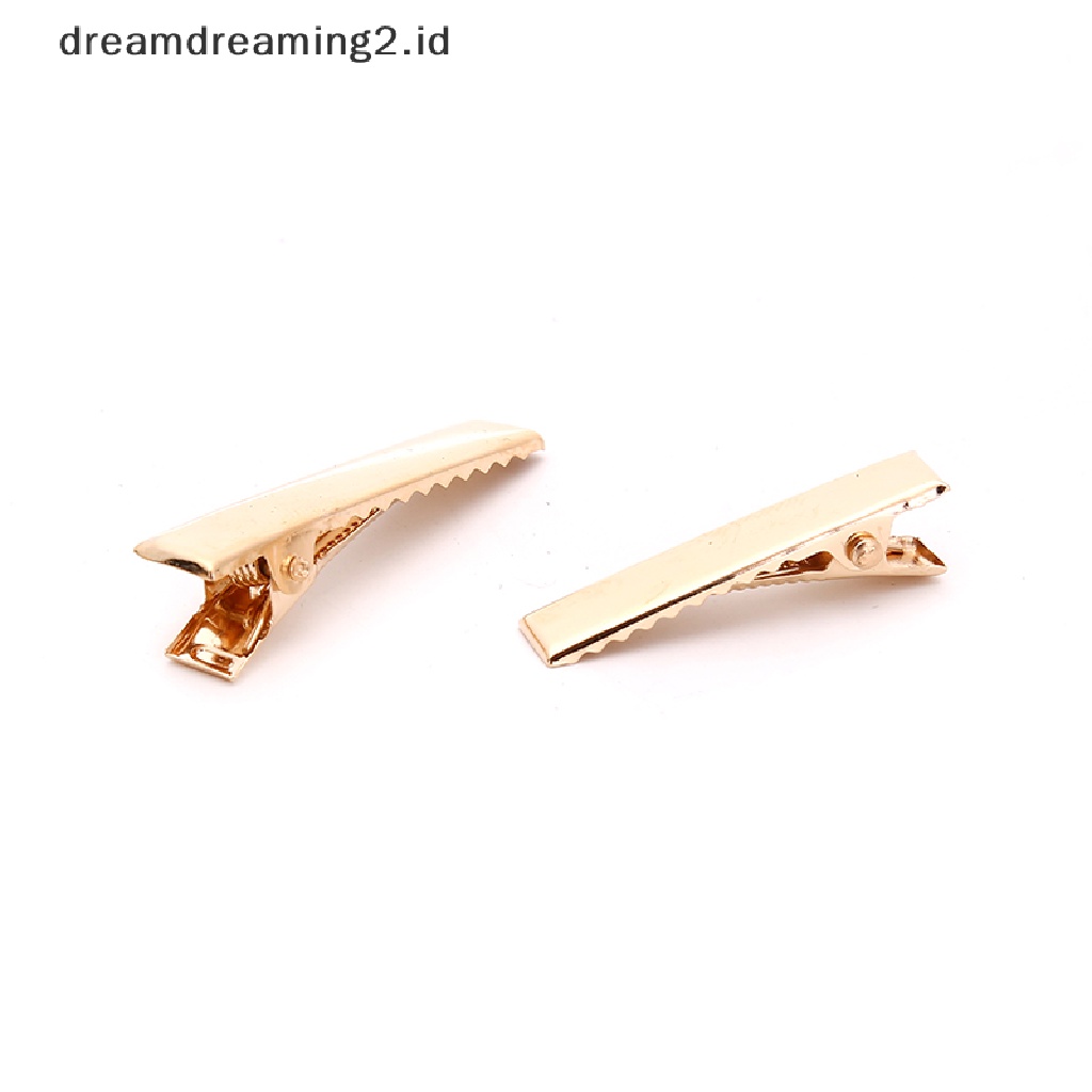 (dream) 100pcs KC Gold Metal Alligator Hair Clips Pins Flat Top Dengan Gigi Untuk Hairp DIY//