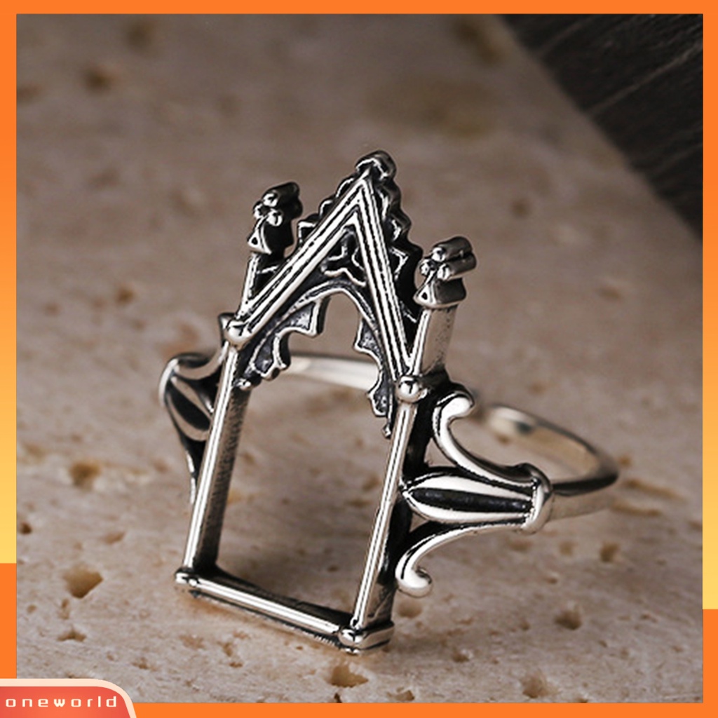 [EONE] Cincin Pesta Retro Desain Bukaan Dapat Disesuaikan Gaya Kastil Finishing Antik Electroplating Dress Up Perhiasan Vintage Castle Open Ring Untuk Pesta