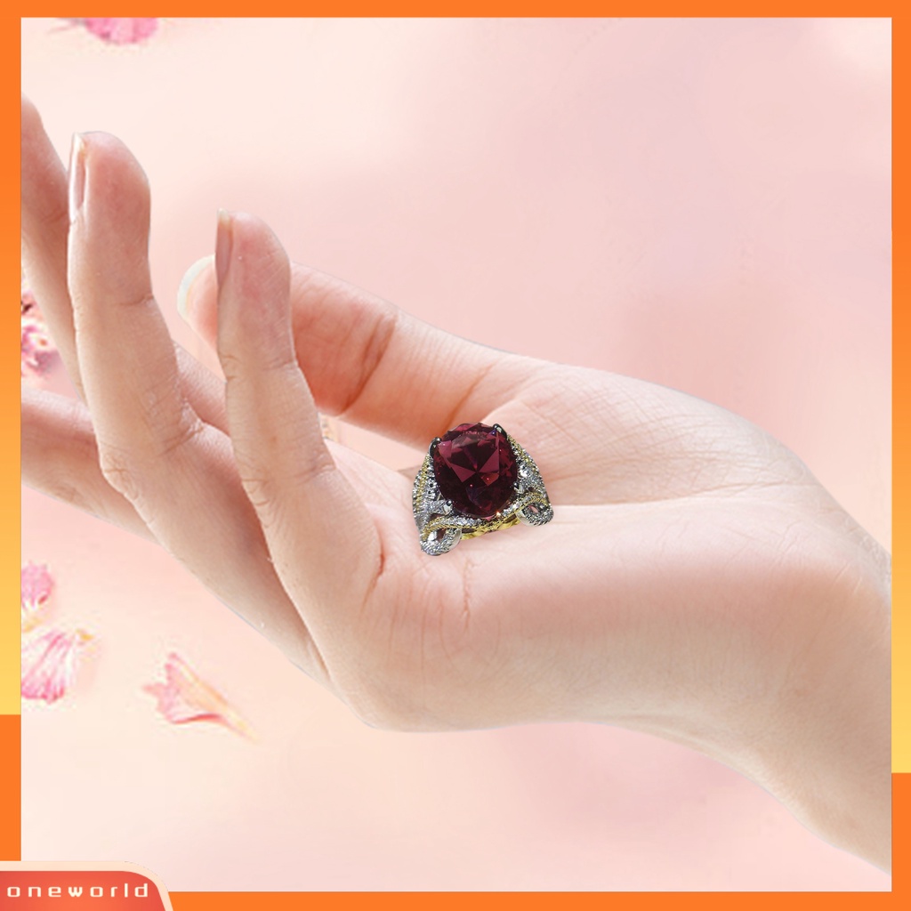 [EONE] Wanita Cincin Vintage Estetik Berlian Imitasi Mengkilap Hias Berkilau Hadiah Faux Gemstone Wedding Ring Perhiasan Aksesoris Untuk Pacar