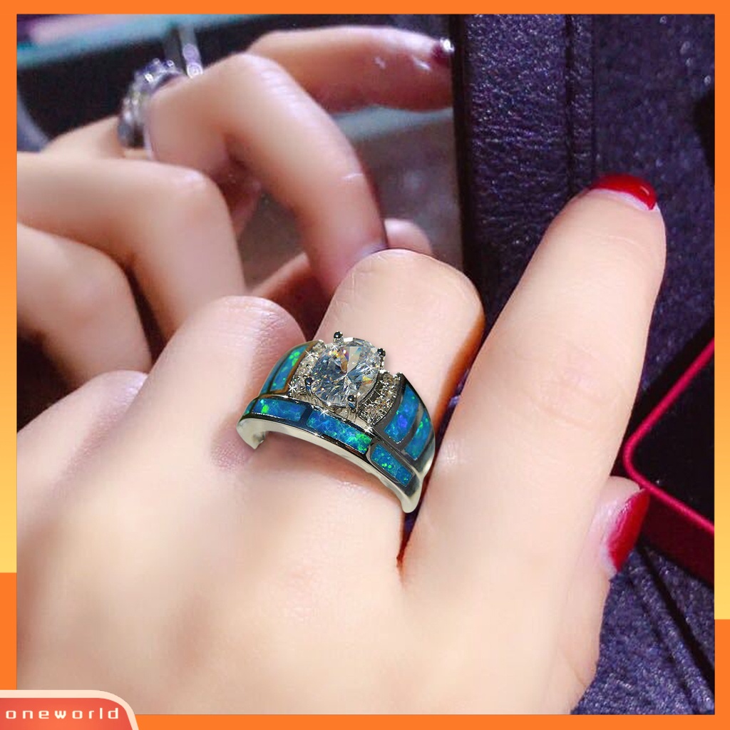 [EONE] 2 Pcs Knuckle Rings Bersinar Berlian Imitasi Geometris Buatan Batu Permata Electroplating Dekorasi Hypoallergenic Mewah Biru Cubic Zirconia Pernikahan Rings Wanita Perhiasan