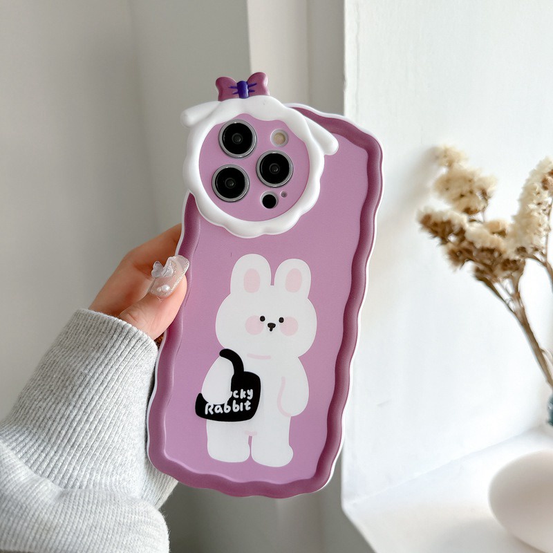 【Lamb Style】Backpack Bunny Soft TPU Case HP iP iPhone 11 12 13 14 Pro Max 7 8 + Plus SE 2020 X XS XR Max Girl Woman FTD Casing Apple