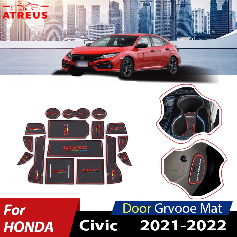 Keset Alur Pintu Mobil Untuk 11th Honda Civic Sedan 2021 2022 2023 Auto Anti-Slip Cup Mat Non Slip Door Gate Pad Aksesoris