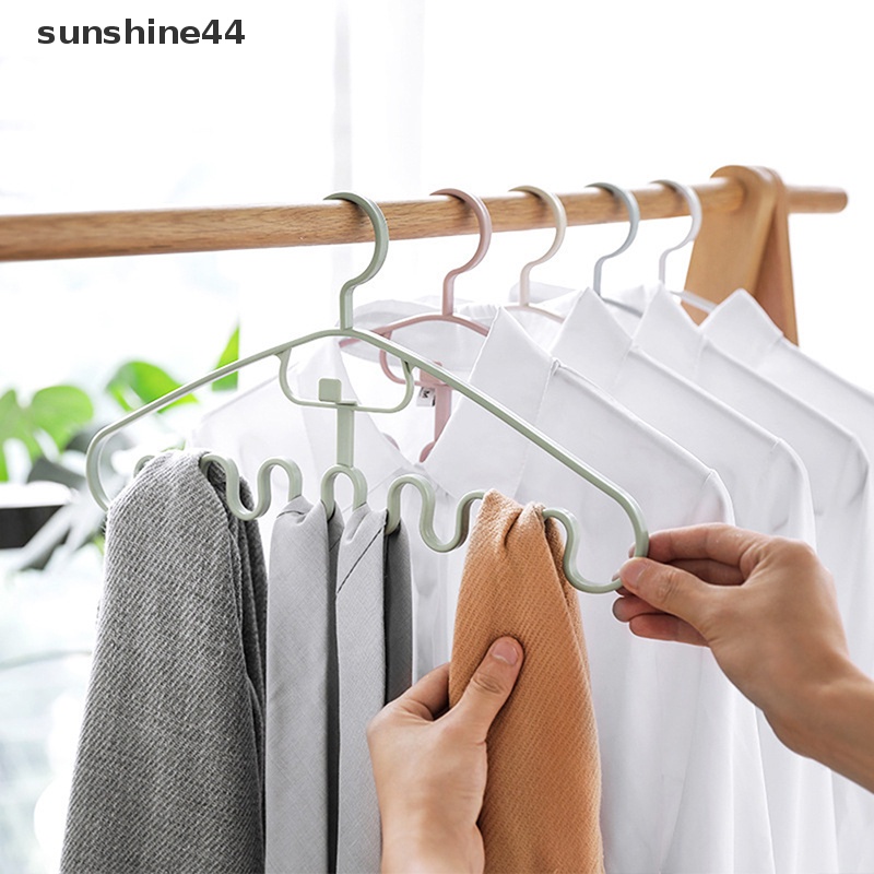 Sunshine 1pc Waves Multi port Support Gantungan Untuk Pengering Pakaian Rak Baju Plastik Drying Hanger Storage Hanger ID