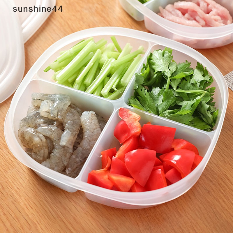 Sunshine 4grids Kotak Penyimpanan Khusus Untuk Pengawet Daging Pada Kulkas Clear Crisper ID