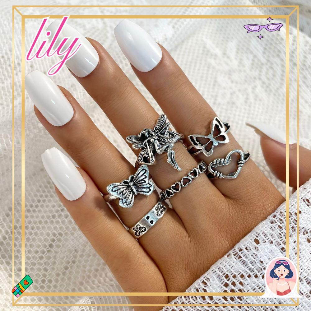 Lily Potongan Vintage Cincin Untuk Wanita Pria Fashion Perhiasan Multi Elemen Vintage Gothic Jari Cincin Hadiah