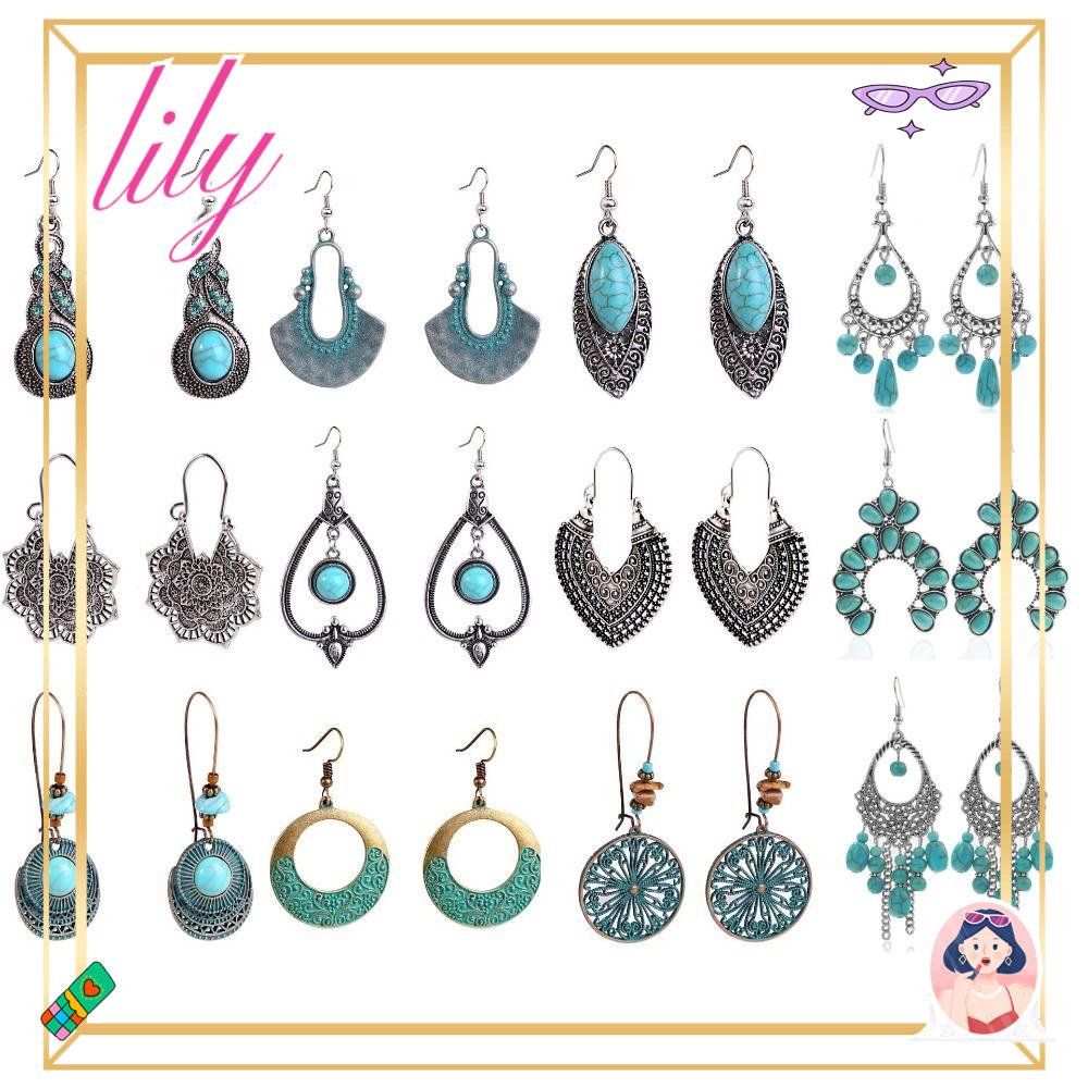 Lily Earrings Set Perhiasan Teardrop Wanita Klip On Hoop Menjuntai Earrings Sets