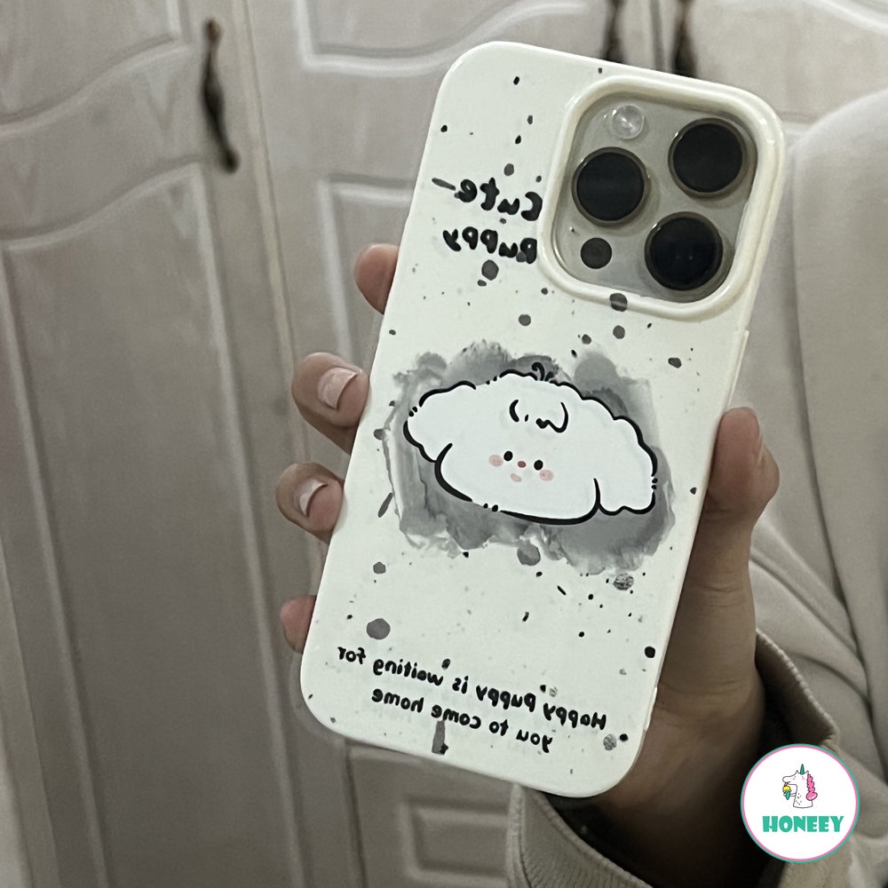 IPHONE Case Seni Kartun Puppy Percikan Tinta Sederhana Kompatibel Untuk Iphone14 13 12 11 Pro Max Xr Xs7 8 14 Plus Retro Graffiti Soft Cover