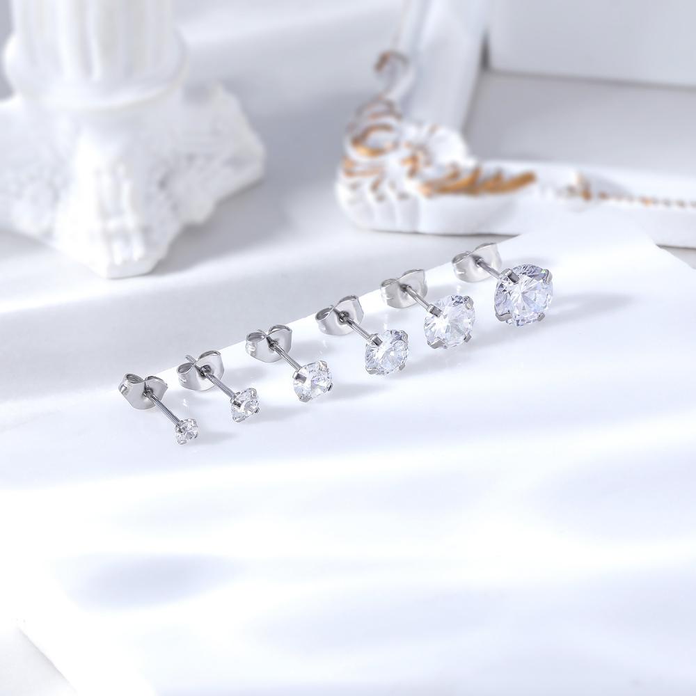 1pc 3 /4 /5 /6 /7/8mm Warna Kristal Stud Earrings Stainless Steel Anting Tulang Rawan Tragus Keong Helix Piercing Ear Stud