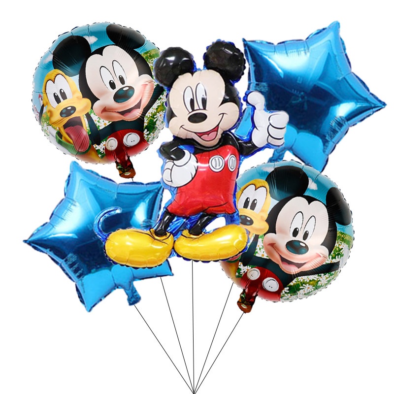 5pcs/set Anime Mickey Balon Mainan Film Aluminium Model Minnie Boneka Angka Perlengkapan Pesta Dekorasi Ulang Tahun Bayi