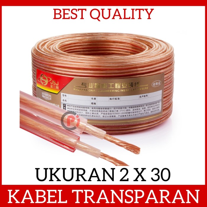 Per Gulung Kabel Serabut Listrik Audio 2 Jalur x 30 / 2x30 Transparan